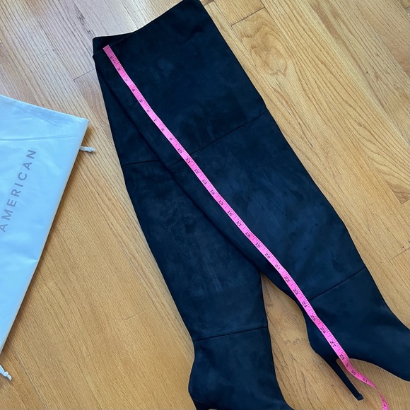 Good American Women’s Over the Knee Fold Over Boots 100% Suede Black Size 8 NWT - Picture 9 of 9